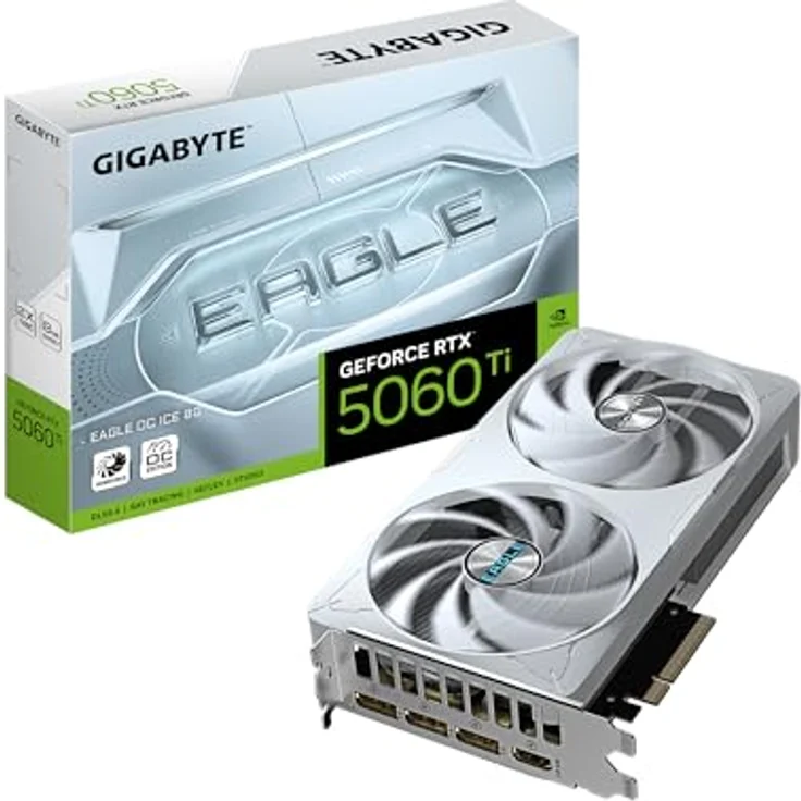 Gigabyte GeForce RTX 5060 Ti Eagle OC Ice 8G Grafikkarte – 8 GB GDDR7, 128 Bit, PCI-E 5.0, 2617 MHz, WINDFORCE Kühlung, 3 x DisplayPort, 1 x HDMI – Bild 1