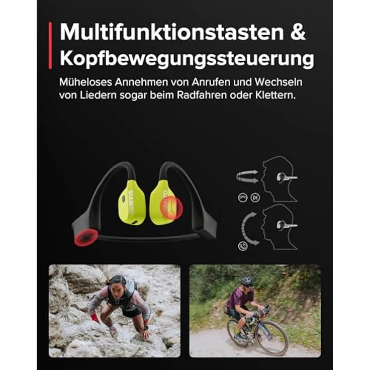 Suunto Wing Lime, Knochenschall-Kopfhörer mit LED-Leuchten und bis zu 10 Stunden Akkulaufzeit, Grün-Schwarz – Bild 8