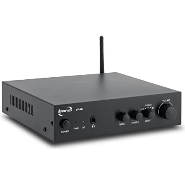 Dynavox VP-40 Stereo-Verstärker, kompakter HiFi-Verstärker mit Phono-Eingang für Plattenspieler, BT-Streaming, Bass-und Höhenregelung, Kopfhöreranschluss, schwarz – Bild 3
