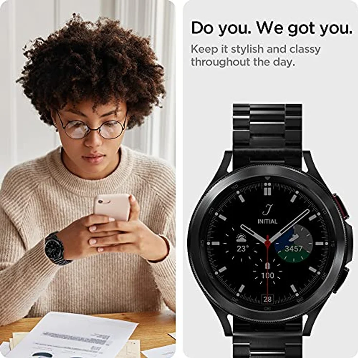 Spigen Modern Fit Armband kompatibel mit Galaxy Watch 6 Classic 47/43mm | 6 44/40mm | 5 Pro 45mm | 5 4 44mm 40mm| Galaxy Watch 4 Classic 46mm 42mm | Galaxy Watch 3 41mm | Galaxy Watch Active - Schwarz – Bild 4