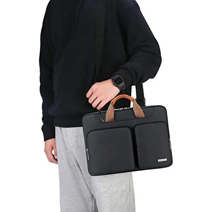 Lacdo Laptoptasche/Laptoptasche für 11-15,6 Zoll (27-15,6 Zoll), wasserdicht, Stoff Mehrfarbig Dark Black 13-13.3 Inches – Bild 6