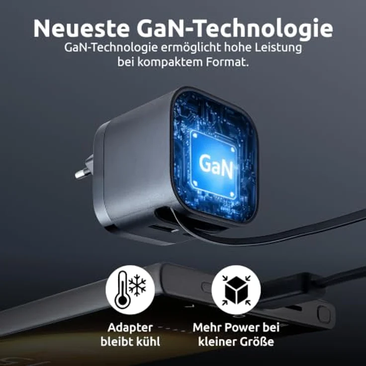 Intenso Power Adapter W65ACIC, Schnellladegerät mit 65 W Leistung, ausziehbarem USB-C Kabel, schwarz – Bild 6