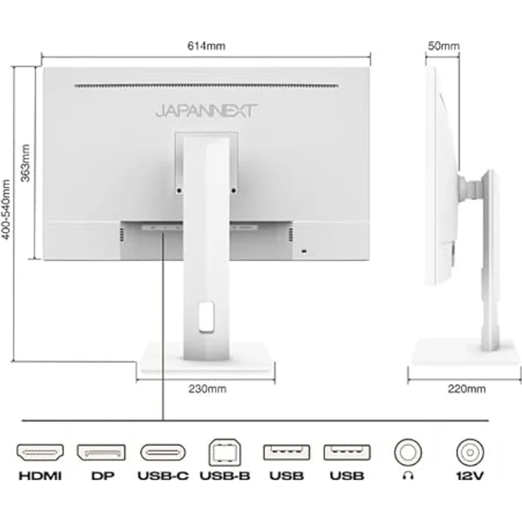 JapanNext 68,5 cm UHD Monitor mit HDMI/DP Anschlüssen, Weiß, IPS-Panel und hoher Bildqualität – Bild 2