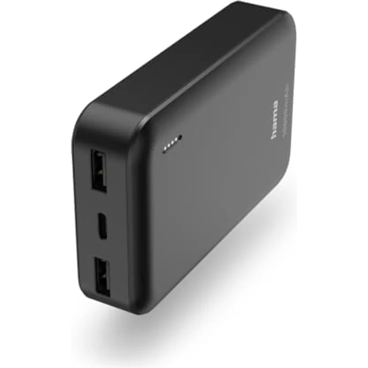 Hama Powerbank Pocket 10 10000mAh (externer Akku mit 2x USB A, LED Anzeige, Akku Pack Handy Zubehör, tragbares Ladegerät klein) anthrazit – Bild 1