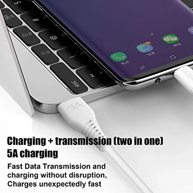 DUDAO USB Kabel Typ C, Schnellladekabel für Smartphones und Tablets, 1m, für Samsung Galaxy 5A, schnelles Aufladen und Datenübertragung – Bild 2