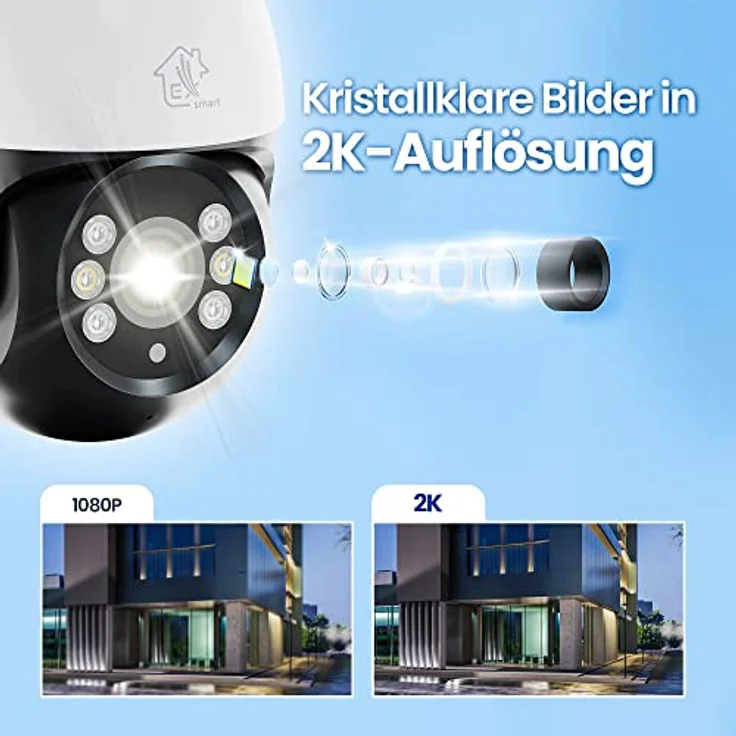Überwachungskamera Aussen PERUN IP Kamera 1296P PTZ Wi-Fi 2.4GHz Außenkamera MicroSD 128GB Farb-Nachtmodus weiter Betrachtungswinkel intelligente Auto-Tracking Camera Wifi Micro USB iOS Android – Bild 3