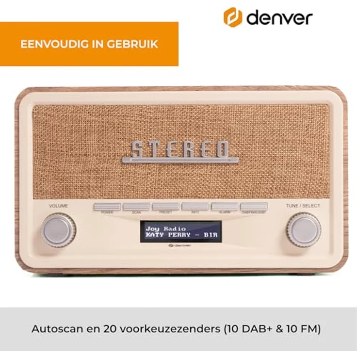 Denver DENVER DAB+/UKW-Radio DAB-18LW, Retrostyle Retro-Radio mit Bluetooth-Funktion, braun/weiß – Bild 5