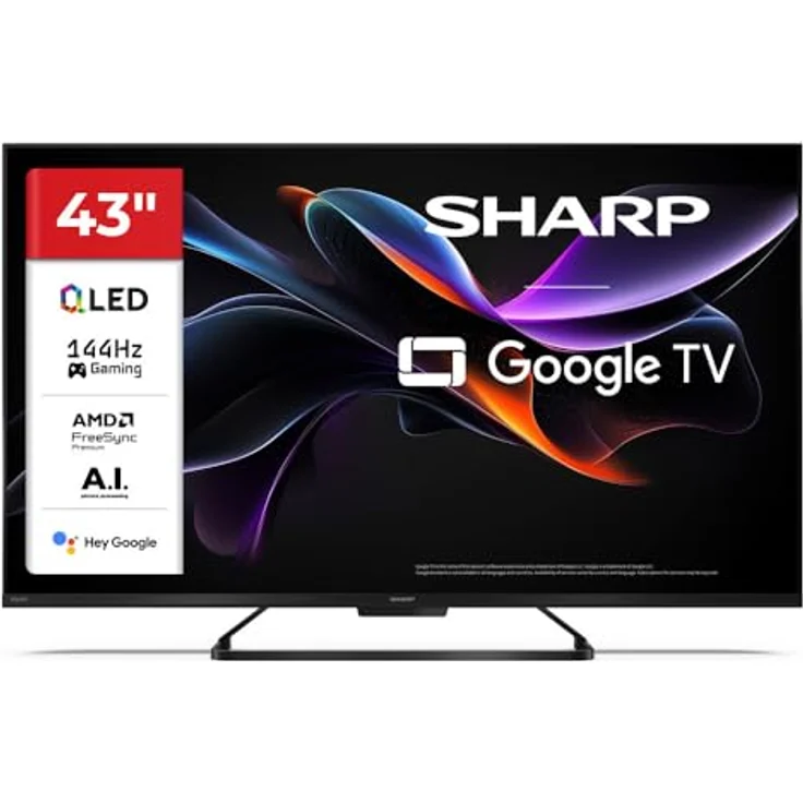 SHARP 43HR7265E, 43 Zoll 4K 144Hz QLED Gaming TV mit Google TV, VRR und Dolby Vision – Bild 1