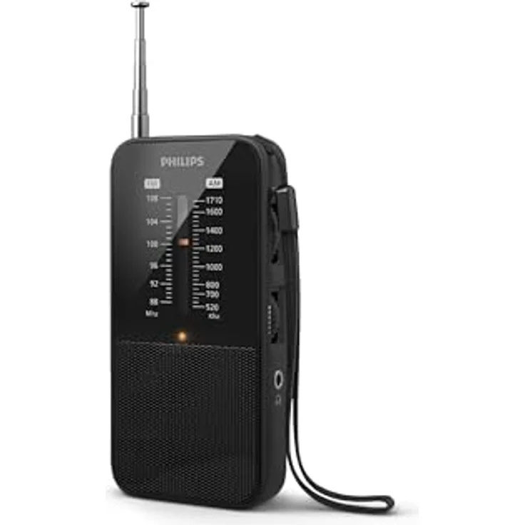 Philips TAR1509 FM-/MW-Kofferradio, kristallklarer Klang, langer Teleskopantenne, schwarz – Bild 1