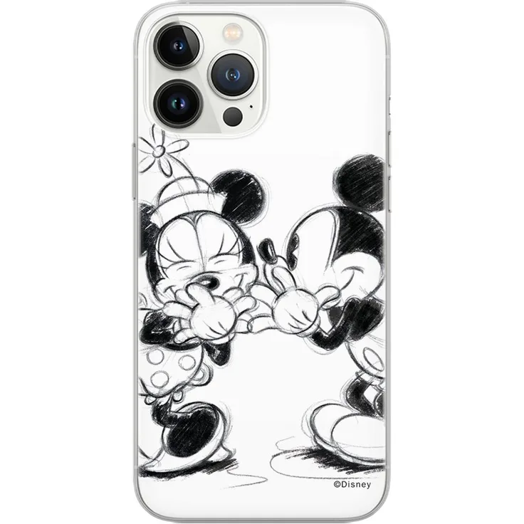 Disney Handyhülle Mickey & Minnie 010, TPU Full Print, Weiß, 100 % Original-Disney-Produkt mit hoher Haltbarkeit