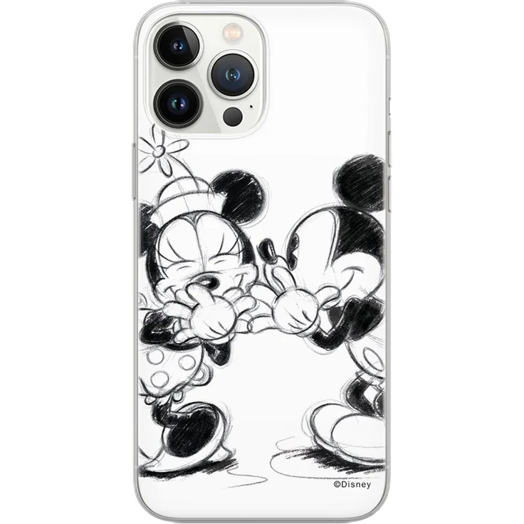 Disney Handyhülle Mickey & Minnie 010, TPU Full Print, Weiß, 100 % Original-Disney-Produkt mit hoher Haltbarkeit