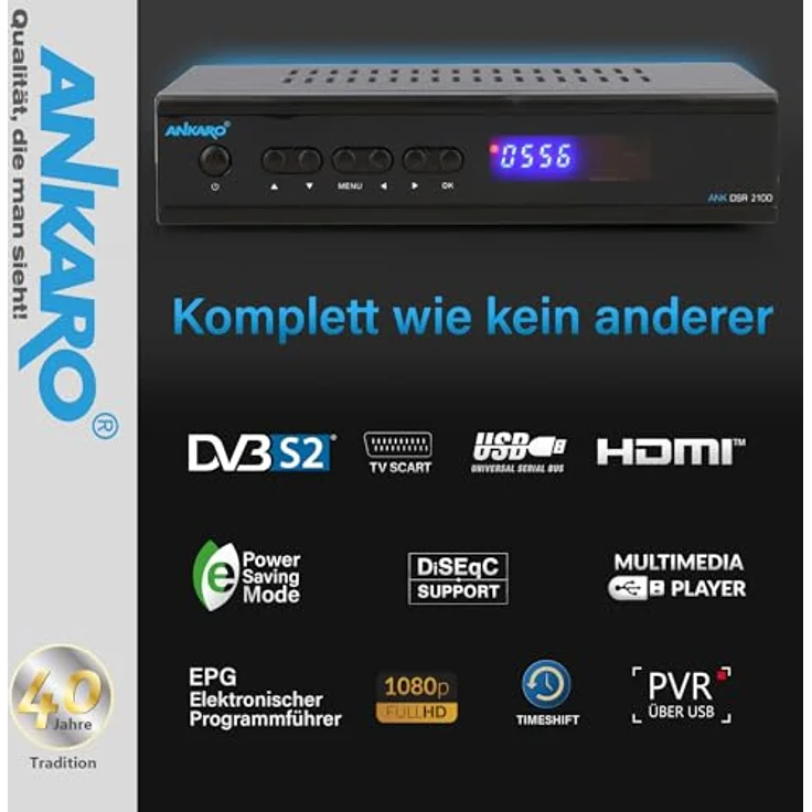Ankaro DSR 2100 Plus HD HDTV digitaler Satelliten-Receiver HDTV, DVB-S/S2, HDMI, EPG, schwarz – Bild 4
