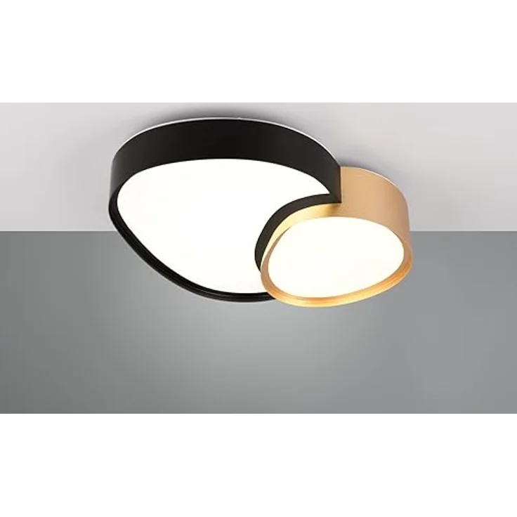 Trio Leuchten Deckenleuchte Rise 647510280, Schwarz matt/Gold, inkl. 21 Watt LED, Fernbedienung, Dimmbar, Lichtfarbe einstellbar – Bild 3