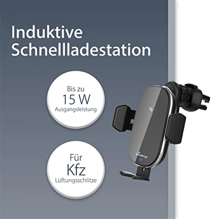 MediaRange KFZ-Schnellladest. 15W, kabelloses Ladegerät für Auto mit Halterung für Lüftungsgitter, inkl. 90 cm USB-Kabel – Bild 2