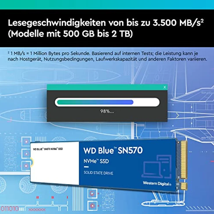 Western Digital WD Blue SN570 M.2 500 GB PCI Express 3.0 NVMe (WDS500G3B0C) – Bild 3