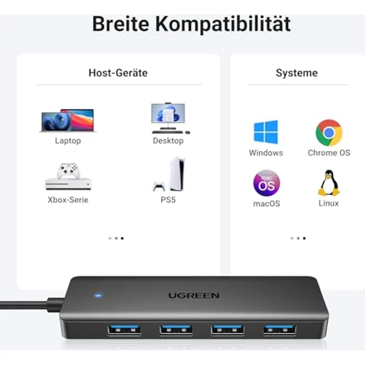 UGREEN 4-Port USB 3.0 Hub USB Verteiler 5Gbps für MacBook, iMac, Surface, Dell, Thinkpad (15cm) – Bild 5