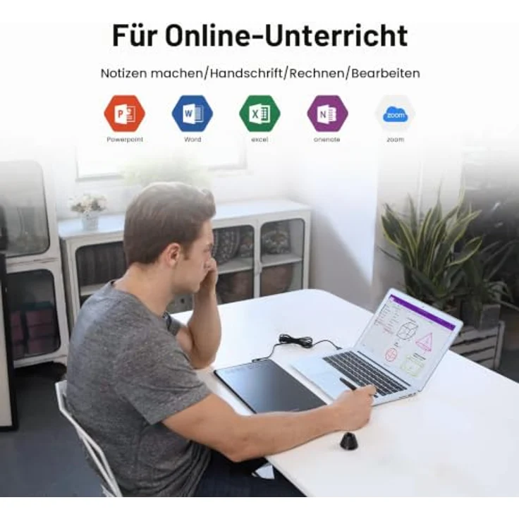 HUION H950P, Grafiktablett, kabelgebunden, 5080 lpi, 220 x 137 mm, USB, Schwarz – Bild 6