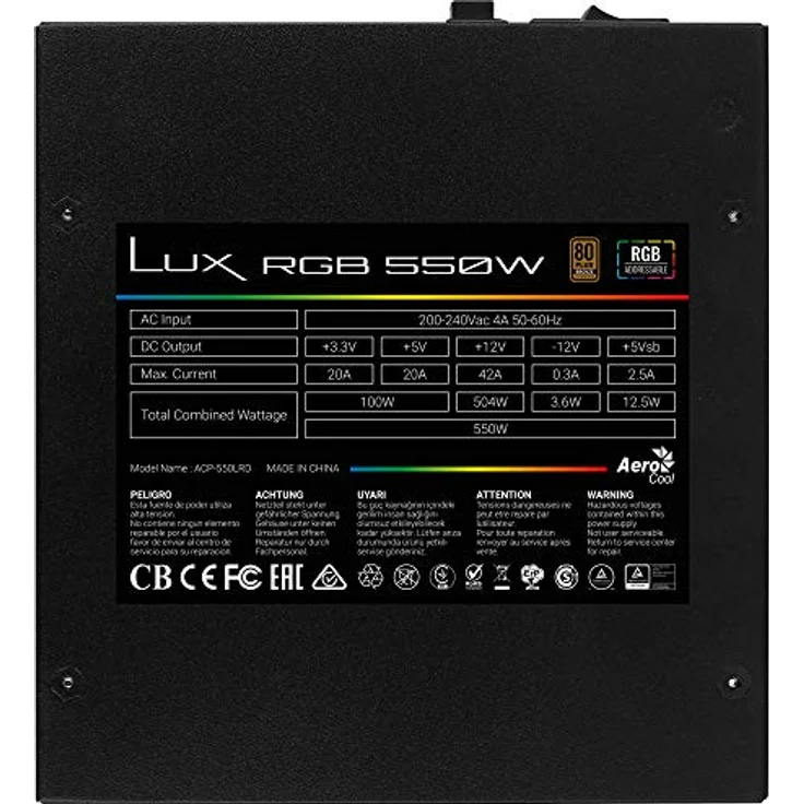 Aerocool Lux RGB M 550W - Modulares RGB Netzteil, 80Plus Bronze 230V – Bild 5