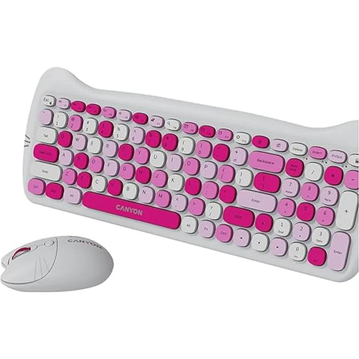 Canyon HSET-W6 DE Kitty Edition, Kabellose Computertastatur und Maus in Pink mit 104 Standardtasten – Bild 5