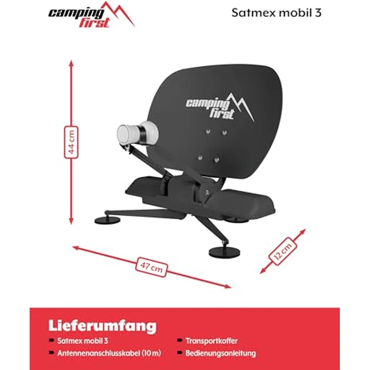 Camping First Satmex mobil 3 grau, vollautomatische portable Satellitenantenne mit schneller Montage und zuverlässigem TV-Empfang für mobile Nutzung – Bild 8