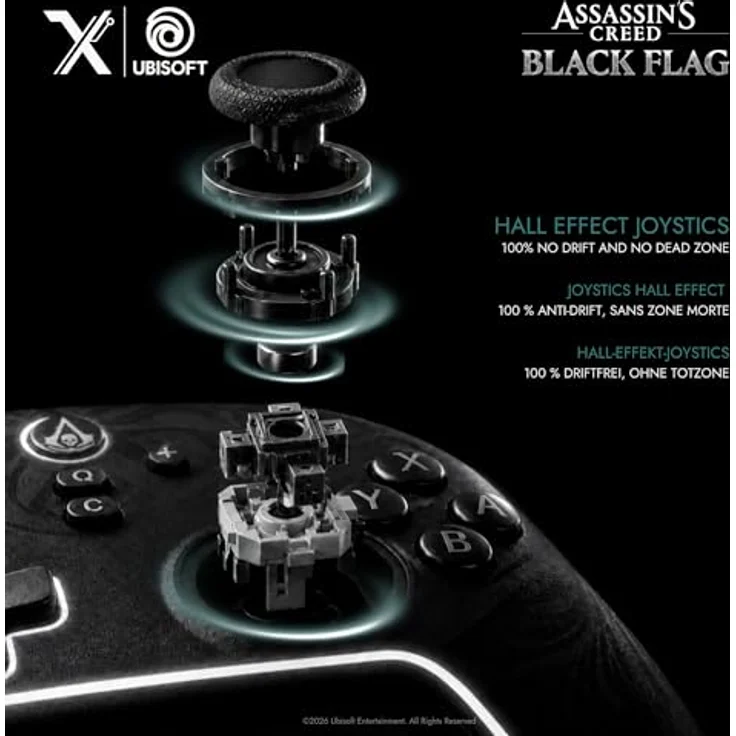 Lexip Pixminds BLACK FLAG RESYNCED - TATOO Wireless Controller für Switch/Switch 2, RGB Licht, programmierbare Tasten und Makrofunktionen – Bild 3
