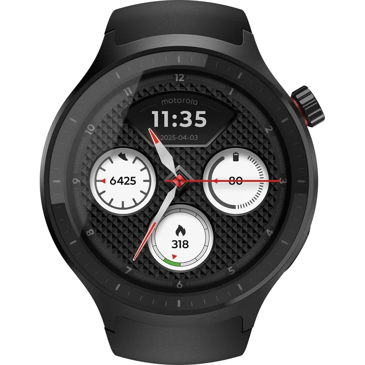 Motorola Watch 2, Smartwatch mit 47 mm, Edelstahlrahmen, Gorilla Glass 3 und Dual-Frequenz-GPS, schwarz