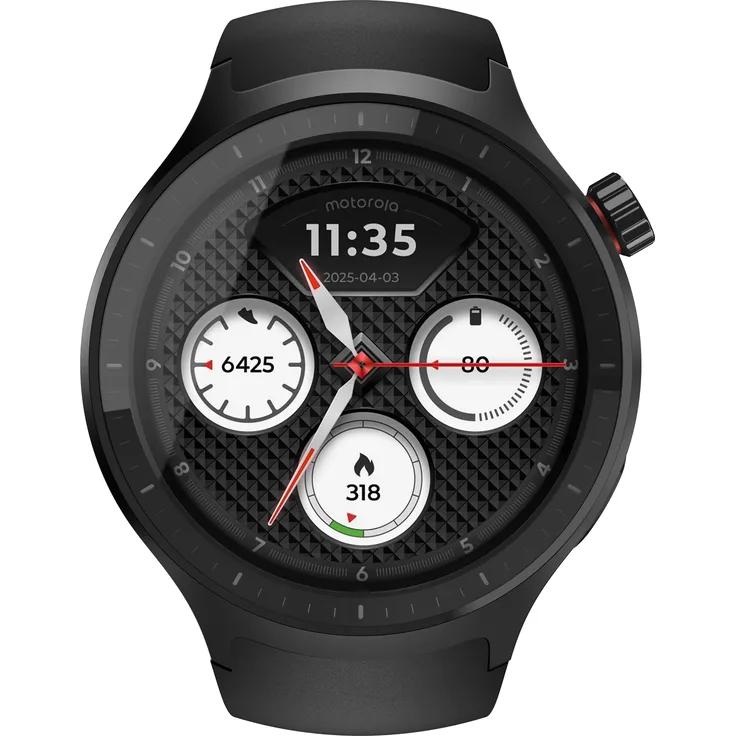 Motorola Watch 2, Smartwatch mit 47 mm, Edelstahlrahmen, Gorilla Glass 3 und Dual-Frequenz-GPS, schwarz