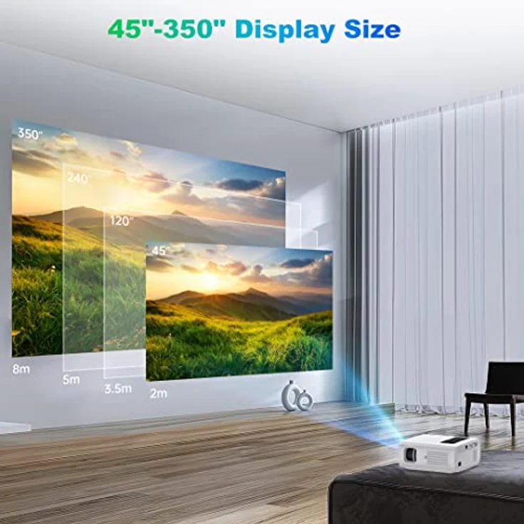 HOPVISION Beamer 10000 Lumen, Native 1080P Full HD, 4K Heimkino mit 350'' Display und Bluetooth für Smartphone/PC/Laptop/PS4 – Bild 3