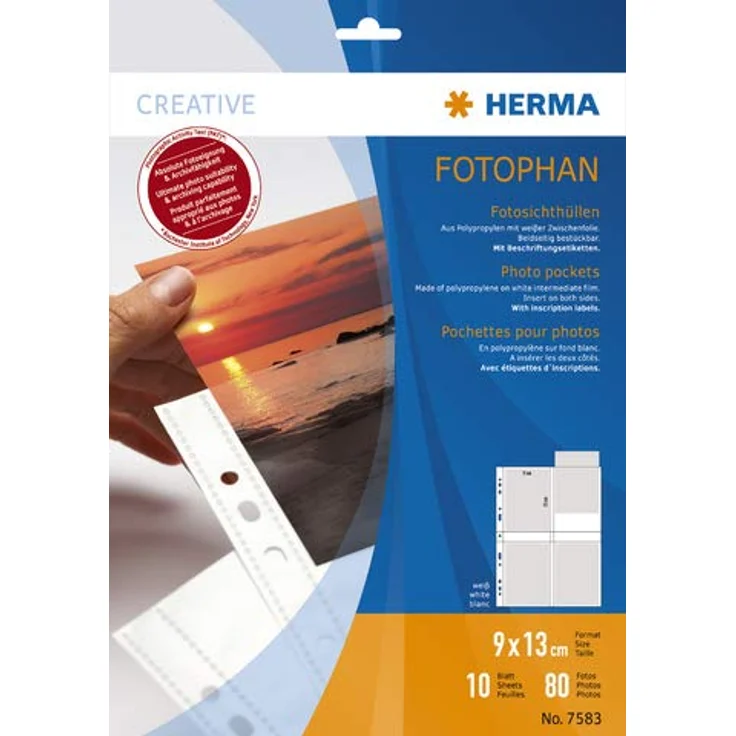HERMA Prospekthülle FOTOPHAN, A4, weiß, für: 8 Fotos 9 x 13 cm hoch (10 Stück) - Schützende Klarsichthüllen von HERMA – Bild 1