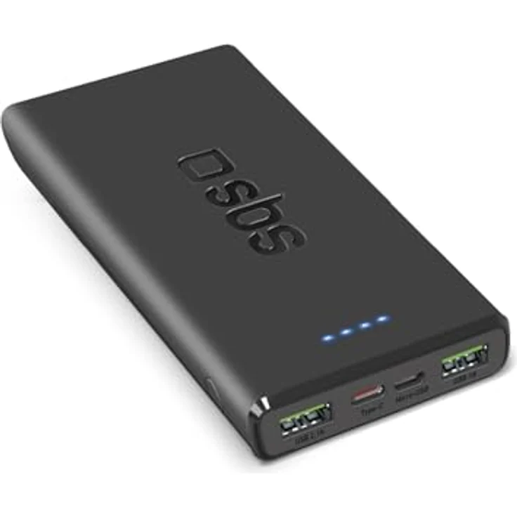 SBS PowerBank 10K Fast, 10.000 mAh Power Delivery, 22,5 W Schnellladung, USB-C und USB-A, kompakt und tragbar mit Status-LED – Bild 1