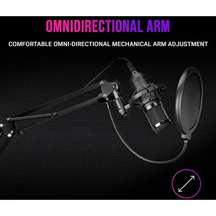 Mars Gaming MMICPRO, PC USB Mikrofon, Kondensator, Ultra-High Definition Streamings, ASMR, Schwarz – Bild 5