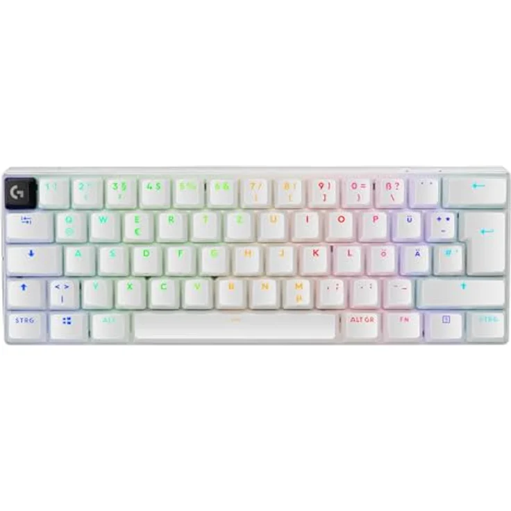Logitech G PRO X 60 LIGHTSPEED kabellose Gaming-Tastatur, ultra-kompakte mechanische 60%-TKL-Tastatur, LIGHTSYNC RGB, Doubleshot-PBT-Tastenkappen, optische taktile, Windows PC, QWERTZ DE - Weiß – Bild 1