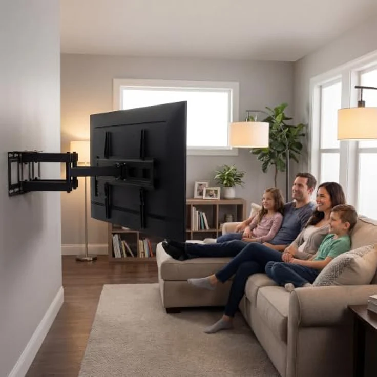 Wiltec Toboli TV-Wandhalterung für 37-80 Zoll Bildschirme, 120° schwenkbar, neigbar, drehbar, optimiertes Kabelmanagement, verstellbarer Wandabstand – Bild 2