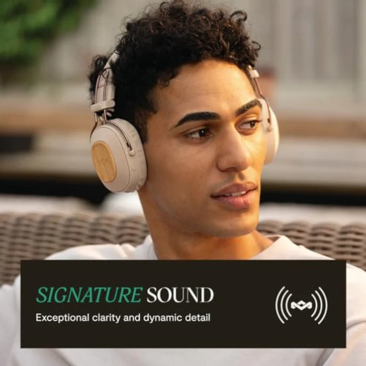 House of Marley Positive Vibration Riddim, kabellose On-Ear Bluetooth Kopfhörer mit 50 Std. Spielzeit, Mikrofon, USB-C Schnellladen, Crème – Bild 2