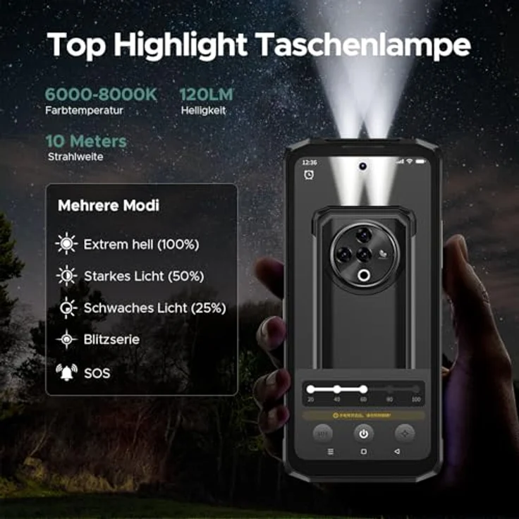DOOGEE Fire 6 Power Outdoor Smartphone, 15500mAh, 6,56 Zoll HD+ 90Hz Display, 50MP Kamera, 20GB RAM, 256GB ROM, NFC, Face ID - Blau – Bild 4