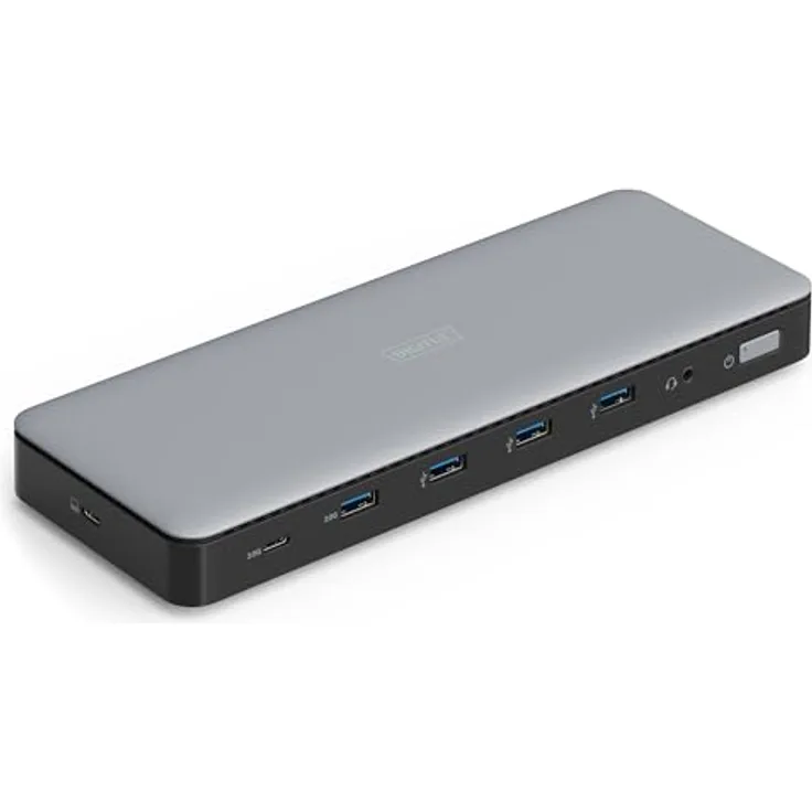 DIGITUS USB-C Docking Station - 13-Ports - 3X HDMI, 2X Displayport UltraHD 4k/60Hz - 1x USB-A 3.2 Gen2, 1x USB-C 3.2 Gen2, 3X USB-A 3.2 Gen1-1x 2,5G RJ45-1x 3,5mm Audio - Grau