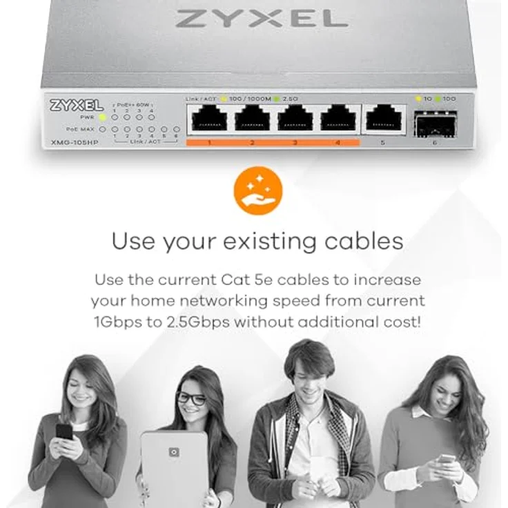 Zyxel 5-Port 2.5GbE Unmanaged PoE++ Switch with 1 Port 10G SFP+ – Bild 5