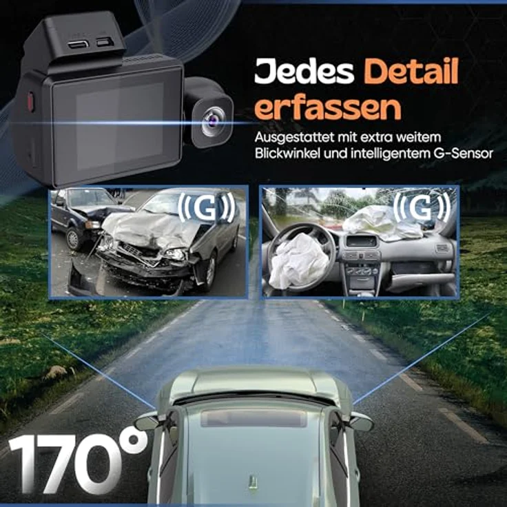 Camigoo M800 Pro – 4K 3CH Dashcam mit WLAN und GPS, Front-, Heck- und Innenkamera, 64 GB SD-Karte, G-Sensor und IR-Nachtsicht – Bild 5