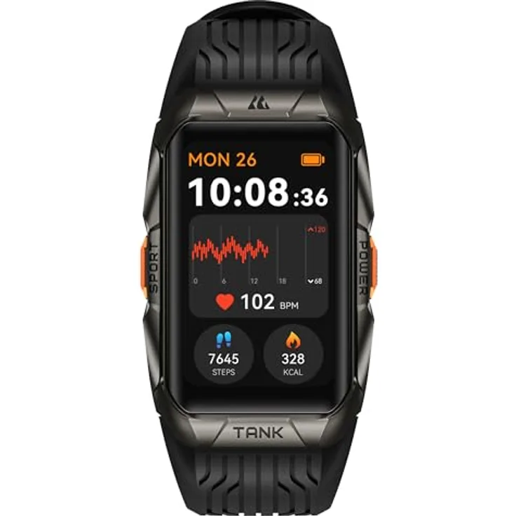 Kospet Smartwatch Tank X2 Ultra Schwarz, 5 ATM Wasserdicht, AMOLED Touchscreen, 170+ Sportmodi, IP69K zertifiziert