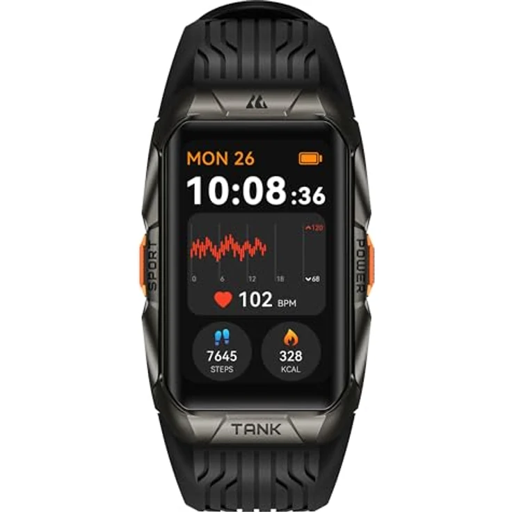 Kospet Smartwatch Tank X2 Ultra Schwarz, 5 ATM Wasserdicht, AMOLED Touchscreen, 170+ Sportmodi, IP69K zertifiziert – Bild 1