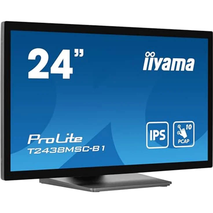 iiyama Prolite T2438MSC-B1 60,5cm 23,8" IPS LED-Monitor Full-HD 10 Punkt Multitouch Optical-Bonded kapazitiv HDMI DP USB3.2 Anti-Fingerprint IP1X 7H Metallgehäuse schwarz – Bild 3