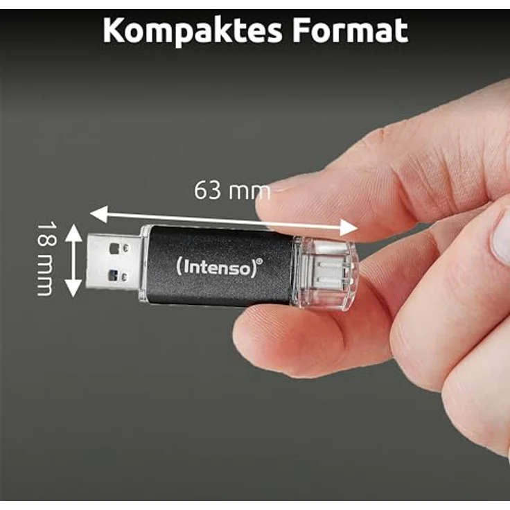 Intenso Twist Line USB-Stick, 128 GB, USB-A & USB-C, grau, bis zu 70 MB/s Transferrate – Bild 7