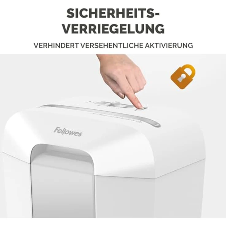 Fellowes Aktenvernichter 11 Blatt (P4), Powershred LX70, 18L Papierkorb, Sicherheitssperre, 4x40mm Cross-Cut, Schwarz. – Bild 4