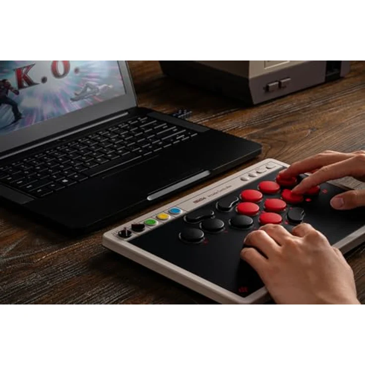 8bitdo Arcade Controller, Gaming Controller mit vollständiger Tastenanordnung, Bluetooth und 2,4-GHz-Funk, Grau-Schwarz – Bild 8