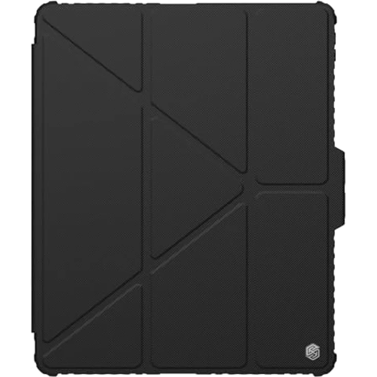 Nillkin Bumper Pro Schutzhülle aus PU-Leder für Apple iPad Air 13 2024/Pro 12.9, stoßfeste Abdeckung mit Multi-Winkel-Klappstil und Rückkamera-Schiebeabdeckung, Schwarz – Bild 2