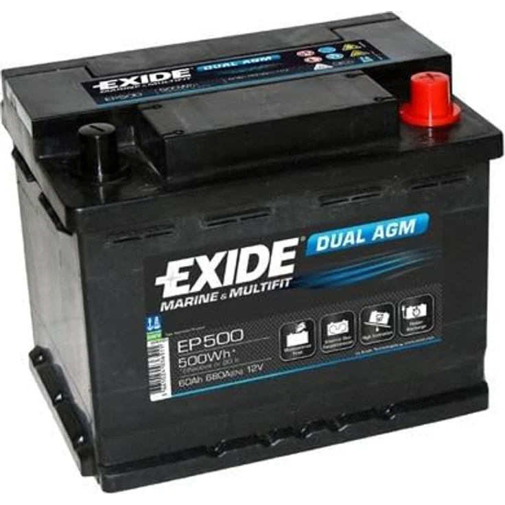 Exide Exide EP500 DUAL AGM 12V 60Ah Marine & Leisure Batterie Batterie, (12 V) - AGM (VRLA), 60Ah, 12V – Bild 3