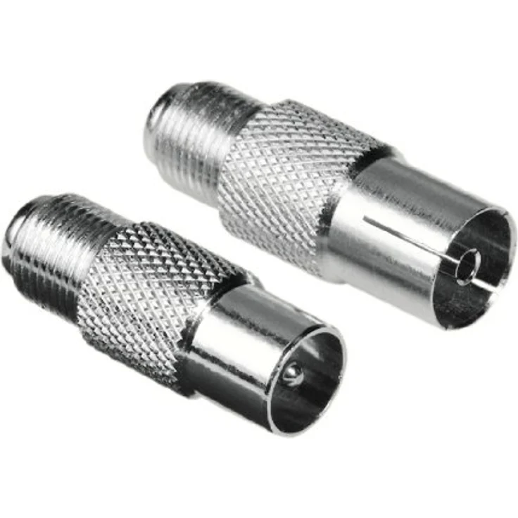 Hama SAT Adapter 2er Set (F-Kupplung auf Koax-Stecker und F-Kupplung auf Koax-Kupplung) (Amazon Frustfreie Verpackung) – Bild 1