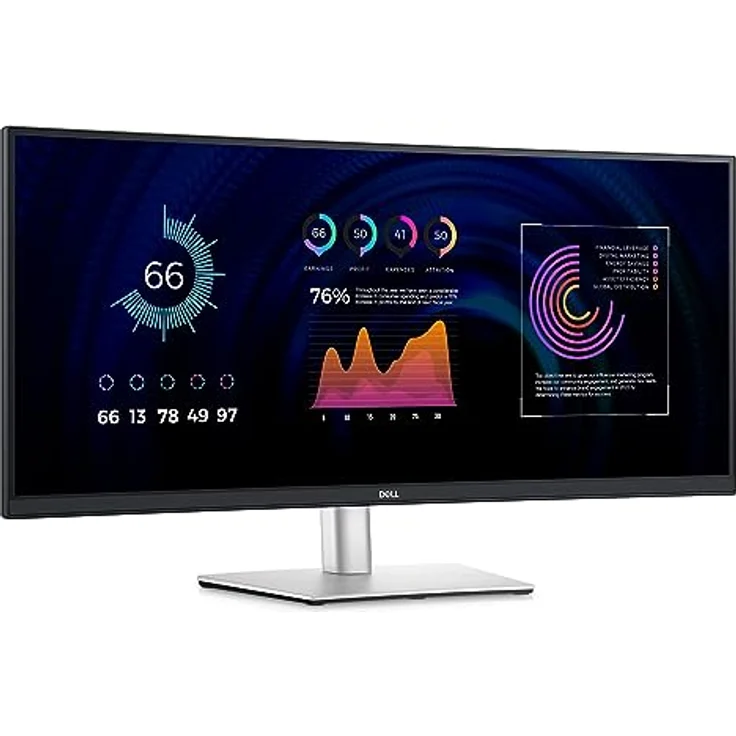 Dell P3424WE USB-C 34 Zoll WQHD (3440x1440) 21:9 3800R Curved Monitor, IPS, 5ms, 99% sRGB, USB-C, DisplayPort, HDMI, 5x USB, RJ45, 3 Jahre Garantie, Schwarz - Preisvergleich – Bild 3