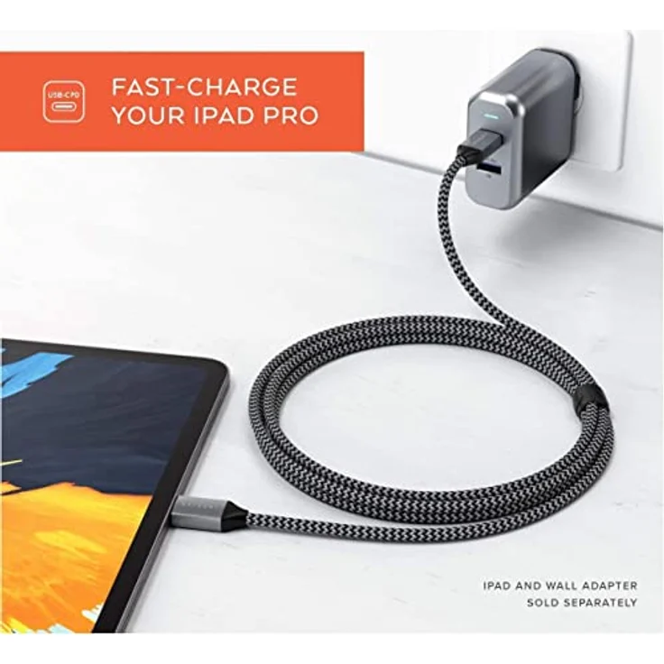 SATECHI USB-C auf USB-C 100W Ladekabel für USB Typ-C Geräte – 6,5 Fuß (2 Meter) – Für M2/M1 MacBook Pro/Air, M2/M1 iPad Pro/Air, M2 Mac Mini, iMac M1 – Bild 2