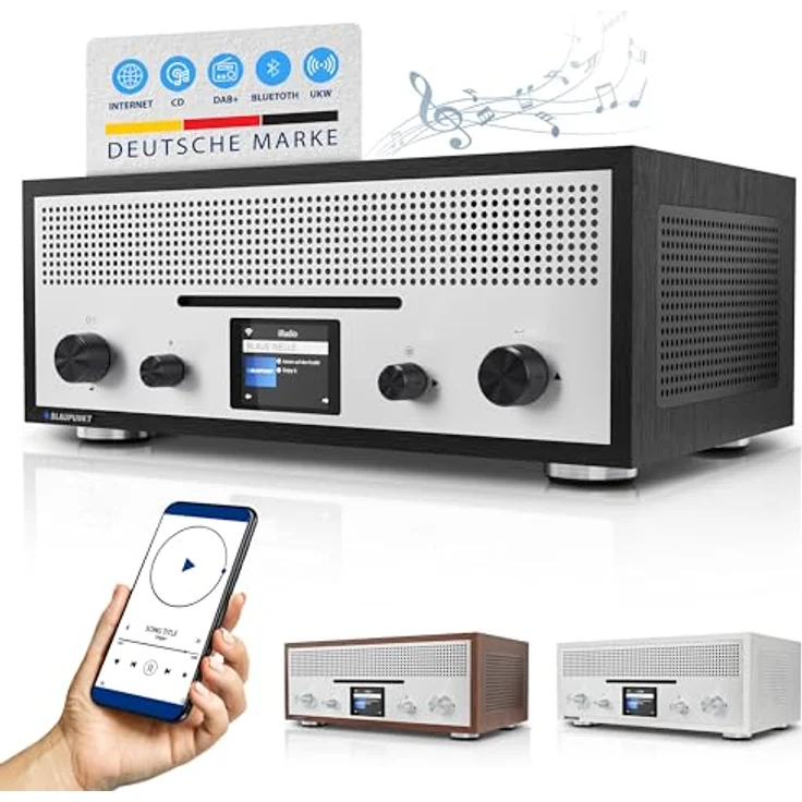 BLAUPUNKT Nostalgieradio Milano RXD 1900 DAB+ mit AUX IN und Bluetooth - 2X 15 Watt RMS Radio mit LC-Farbdisplay, Radio mit Wecker, Stereo Radio, Schwarz – Bild 2